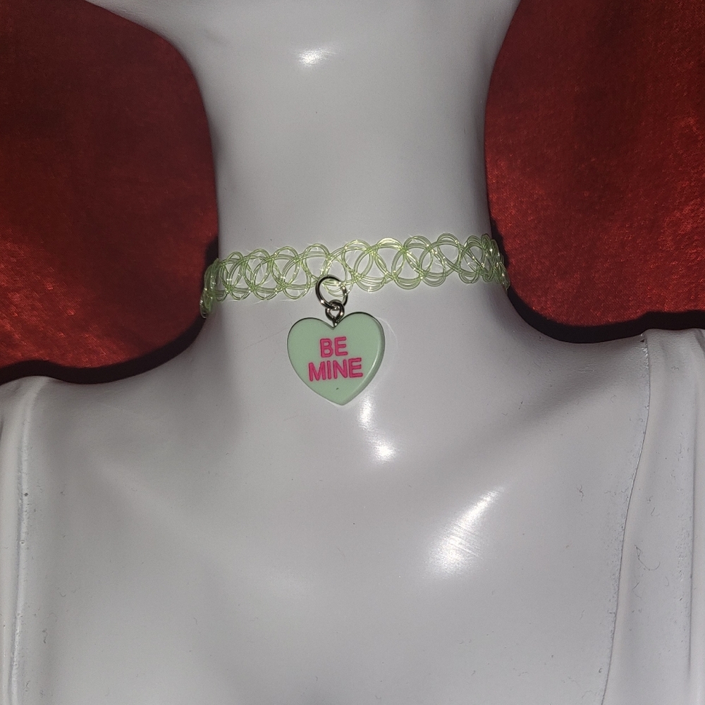 Be Mine Charm Choker necklace, 80s tattoo choker, Valenties day, love, choker